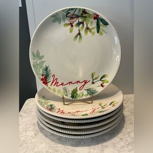 SIX Better Homes And Gardens Winter Botanical Salad/Dinner Plates